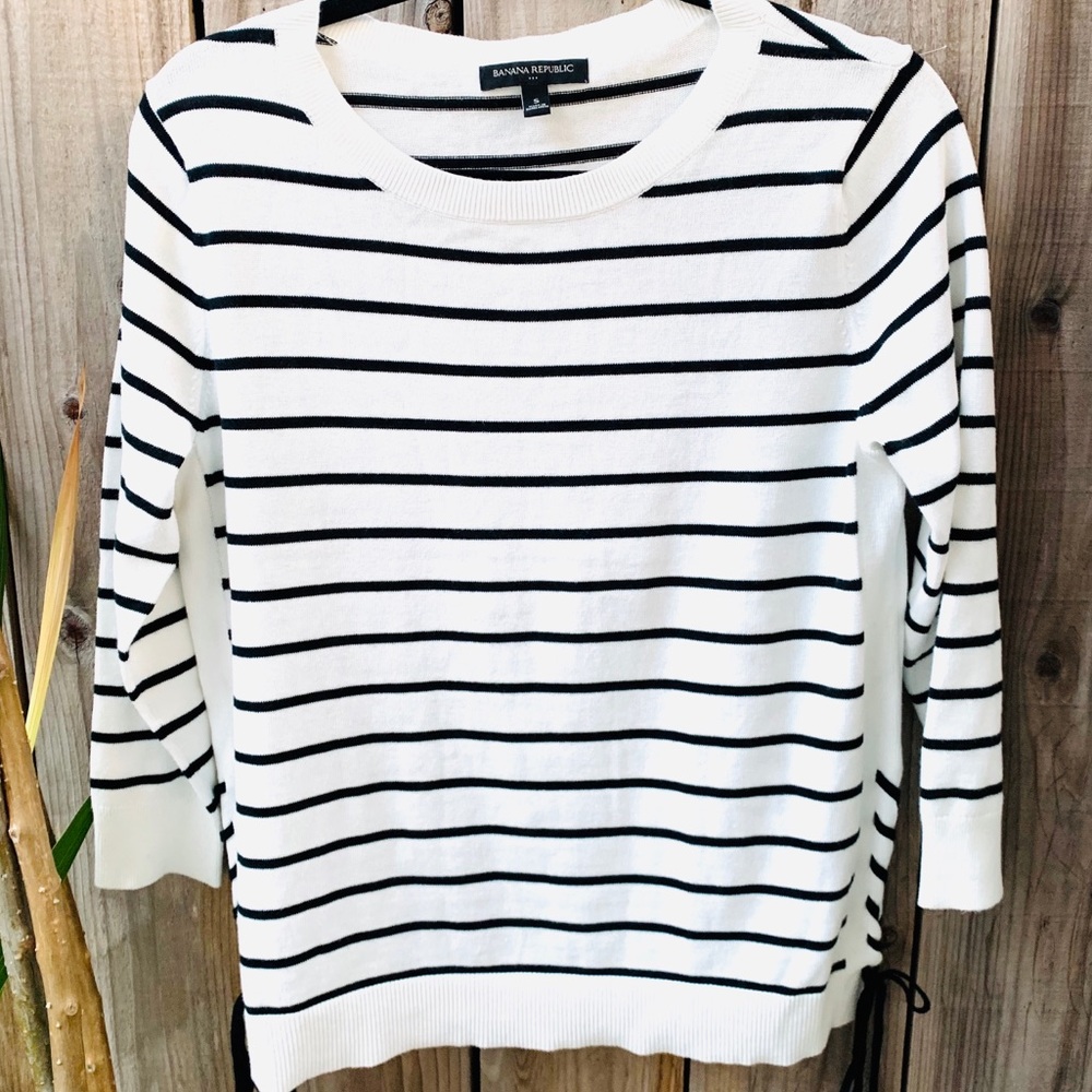 Banana Republic Black and White Striped Top